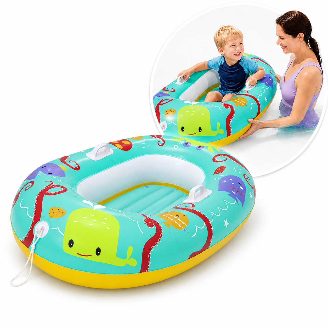 Bestway Kinderboot Aufblasbar 119x79cm Schwimmbett Schwimmboot Pool Boot