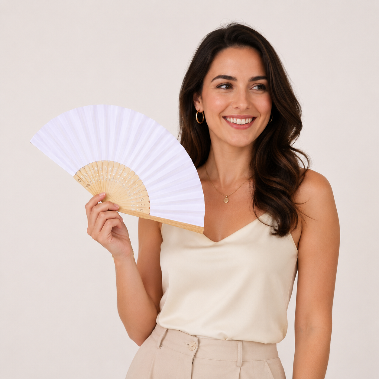 Weißer Handfächer Bambus Papier Hochzeit Fächer DIY Klappfächer Vintage