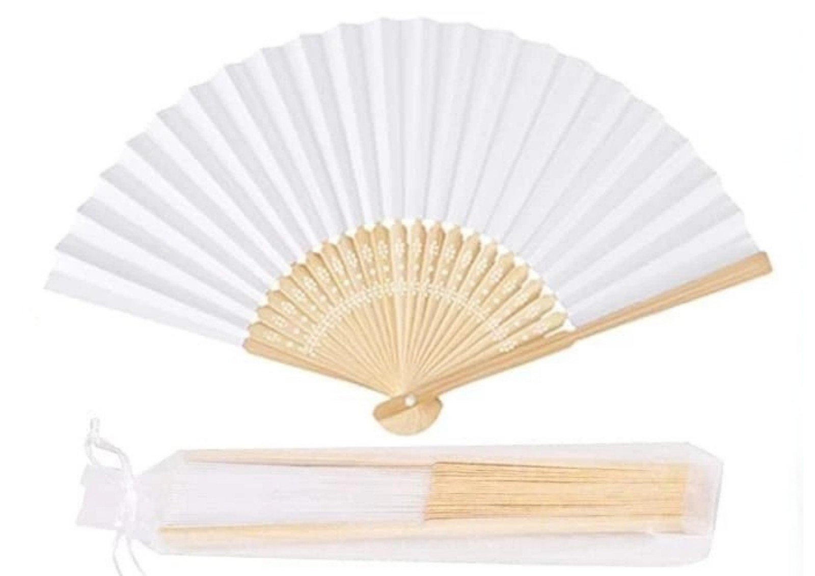 Weißer Handfächer Bambus Papier Hochzeit Fächer DIY Klappfächer Vintage