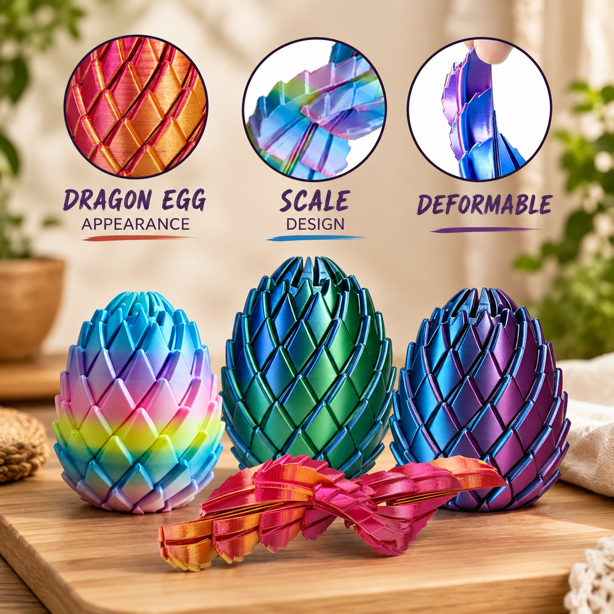 3D Drachenei Figur Beweglich Fidget Spielzeug Stressabbau Deko Geschenk
