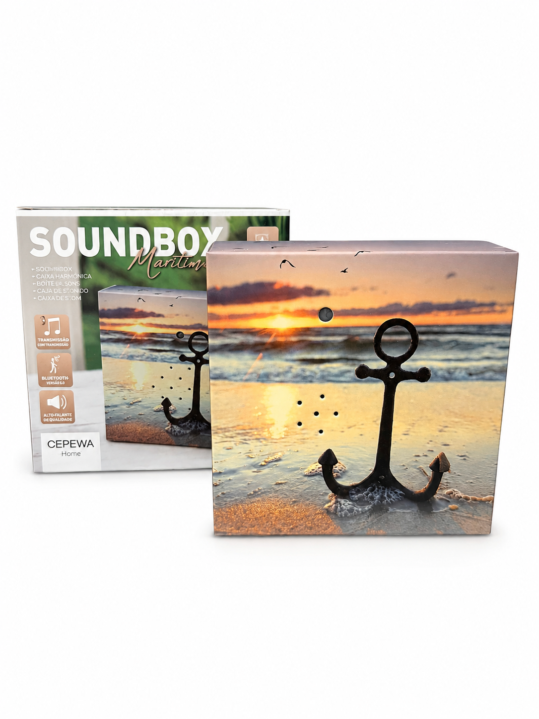 Soundbox Wellenrauschen Mövengesang Naturklang Entspannungsbox 12x12cm