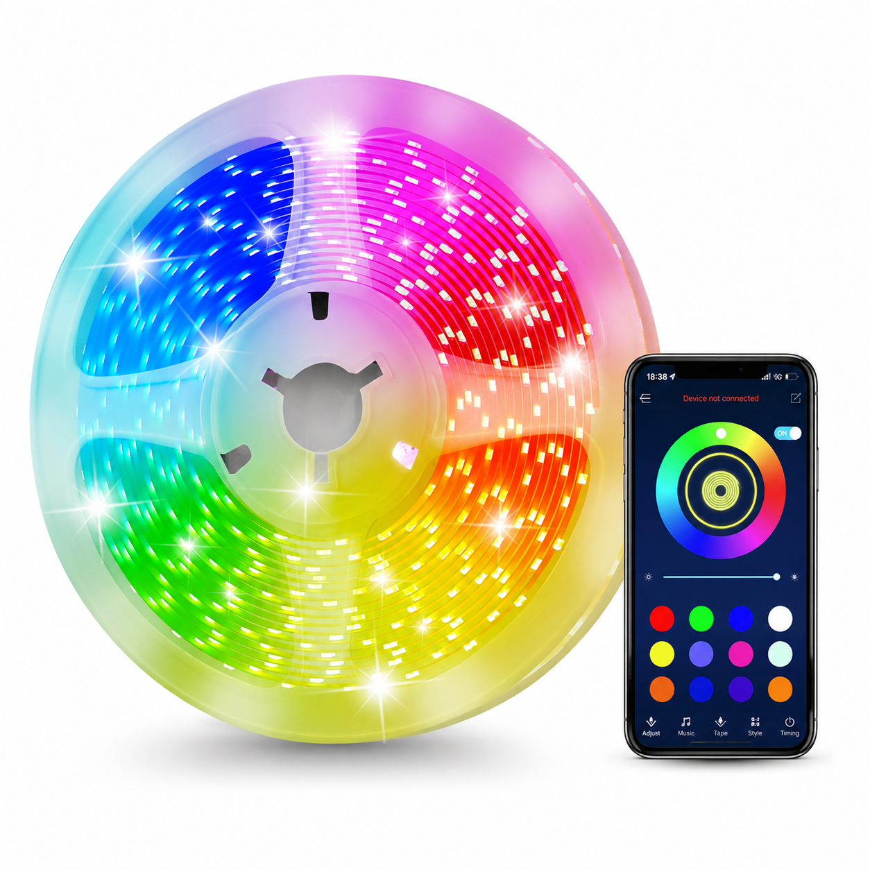RGB LED Strip 15 m LED Lichtband APP Fernbedienung Musikmodus Timer 450 LEDs
