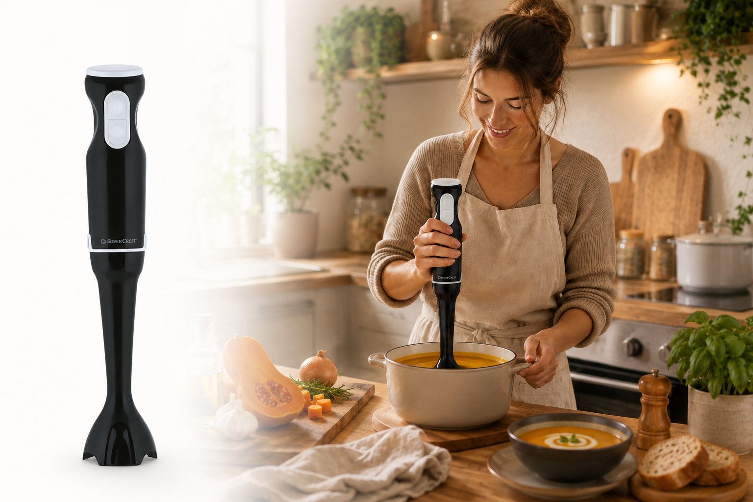 SILVERCREST Stabmixer SSM 350 D1 350W Pürierstab Edelstahl Schwarz Turbo