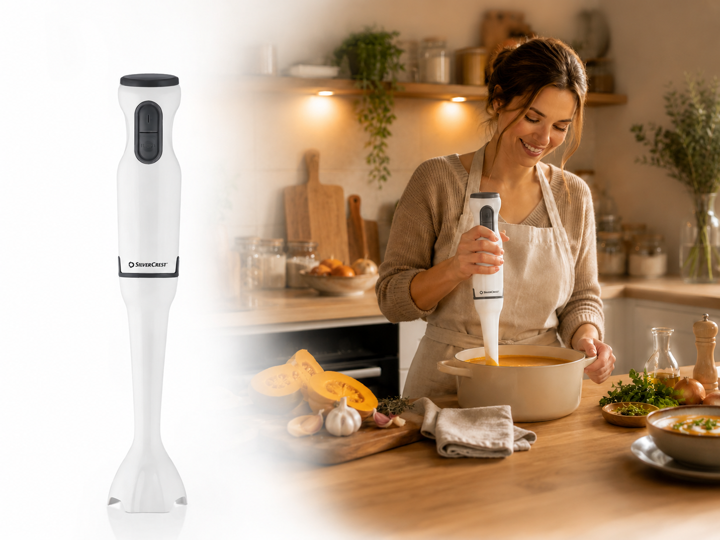 SILVERCREST Stabmixer SSM 350 D1 350W Pürierstab Edelstahl Weiß Turbo