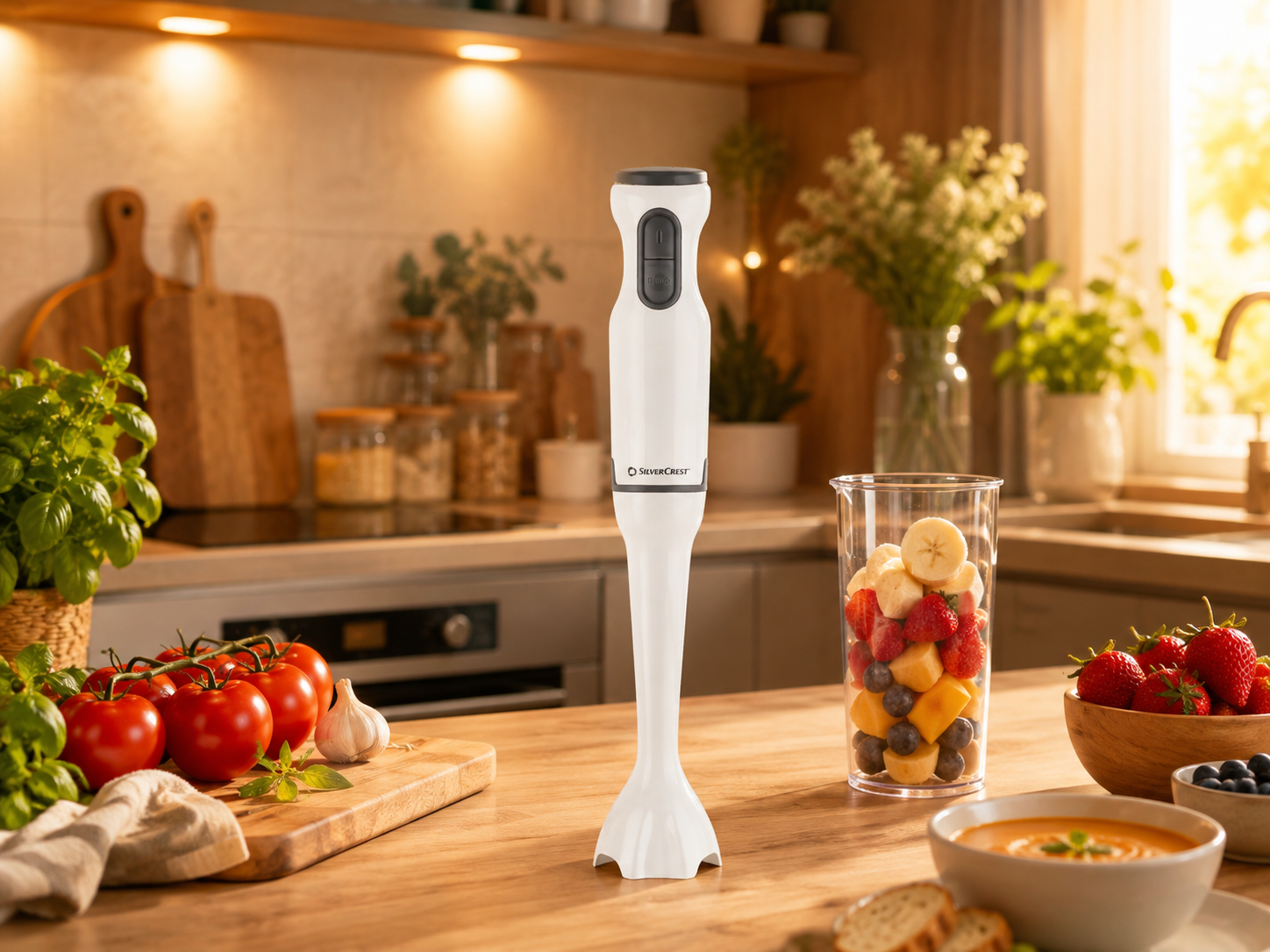 SILVERCREST Stabmixer SSM 350 D1 350W Pürierstab Edelstahl Weiß Turbo