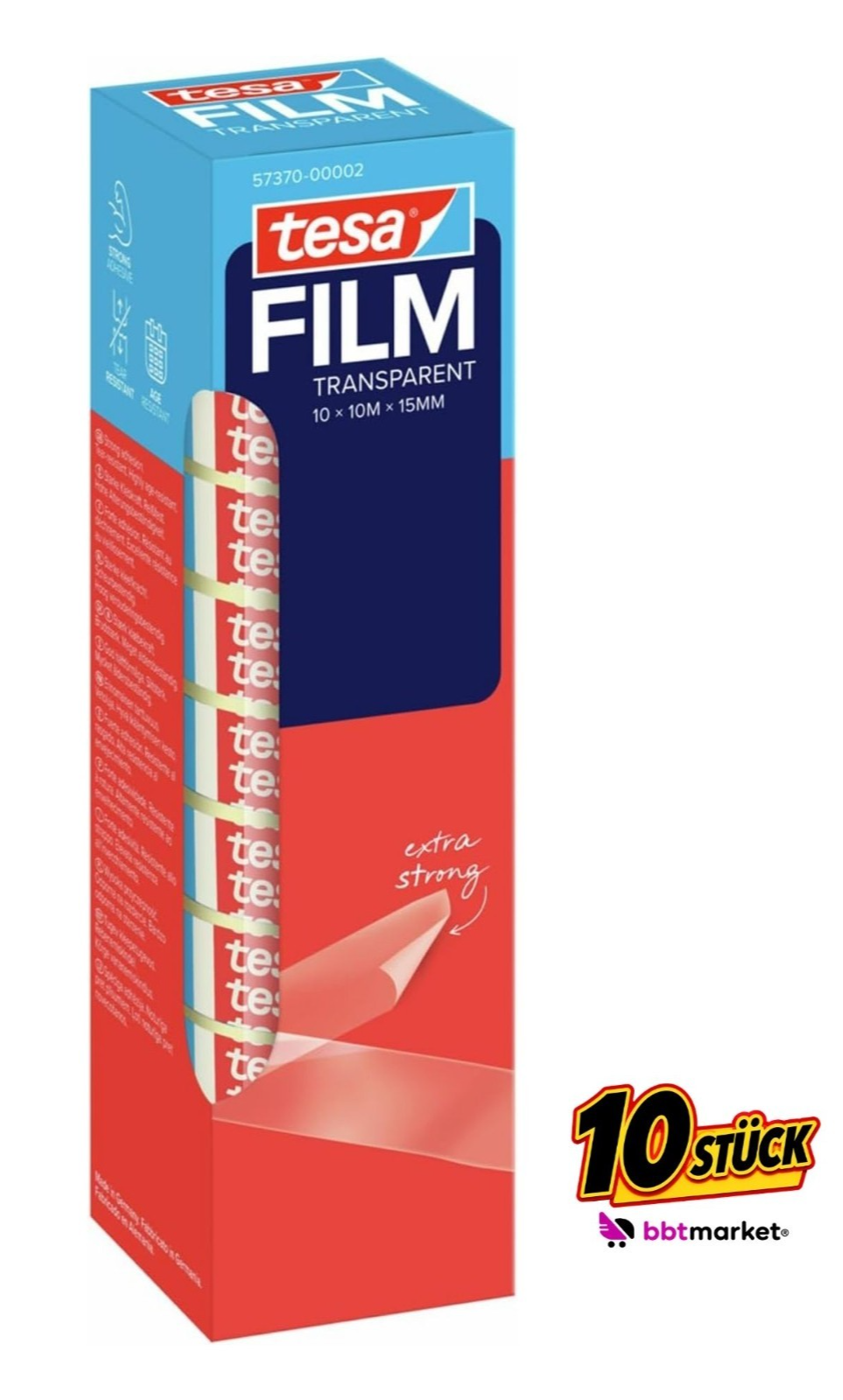 tesafilm Klebeband Transparent 15mm x 10m Büro Haushalt Geschenkband Basteln