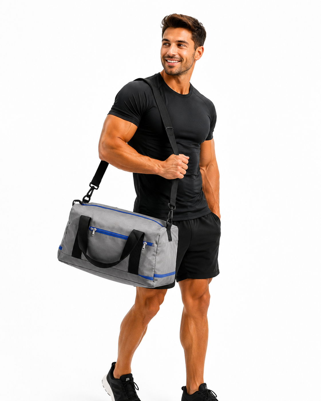 Reisetasche Grau Sporttasche Freizeittasche Gepäcktasche Reise Tasche