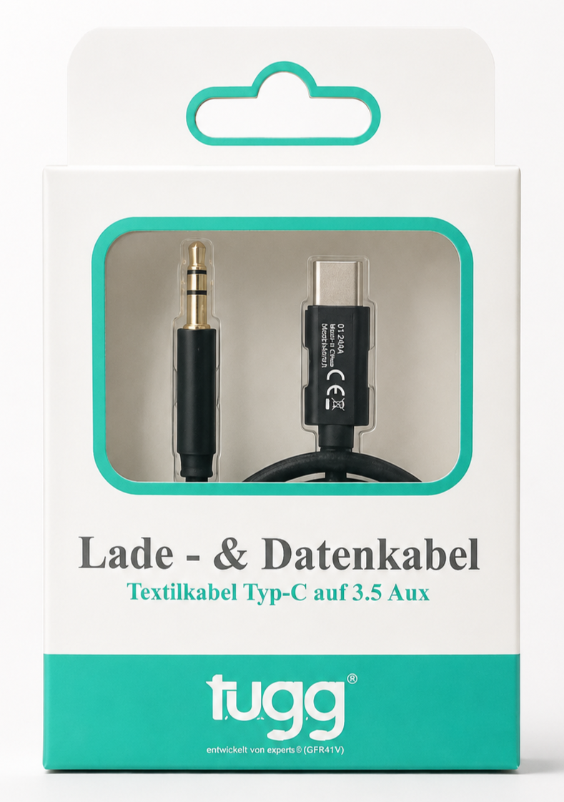 USB-C auf 3,5mm AUX Kabel 1,2m Audio Adapter Typ-C Klinkenkabel Textilkabel