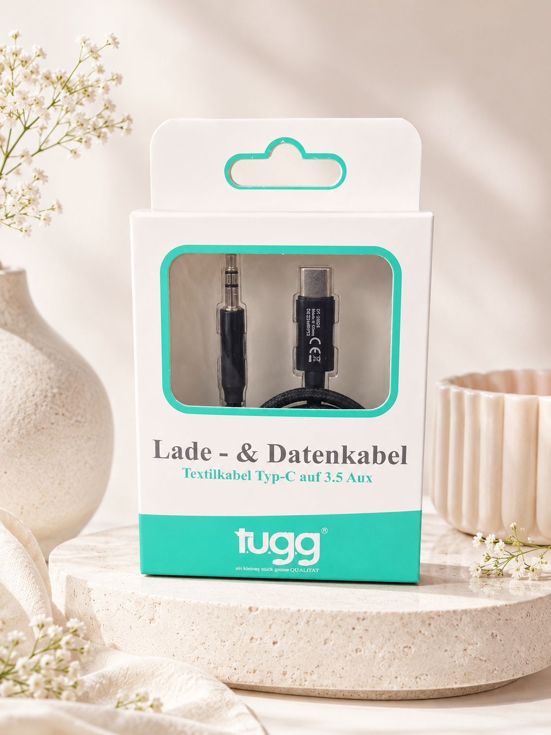 USB-C auf 3,5mm AUX Kabel 1,2m Audio Adapter Typ-C Klinkenkabel Textilkabel