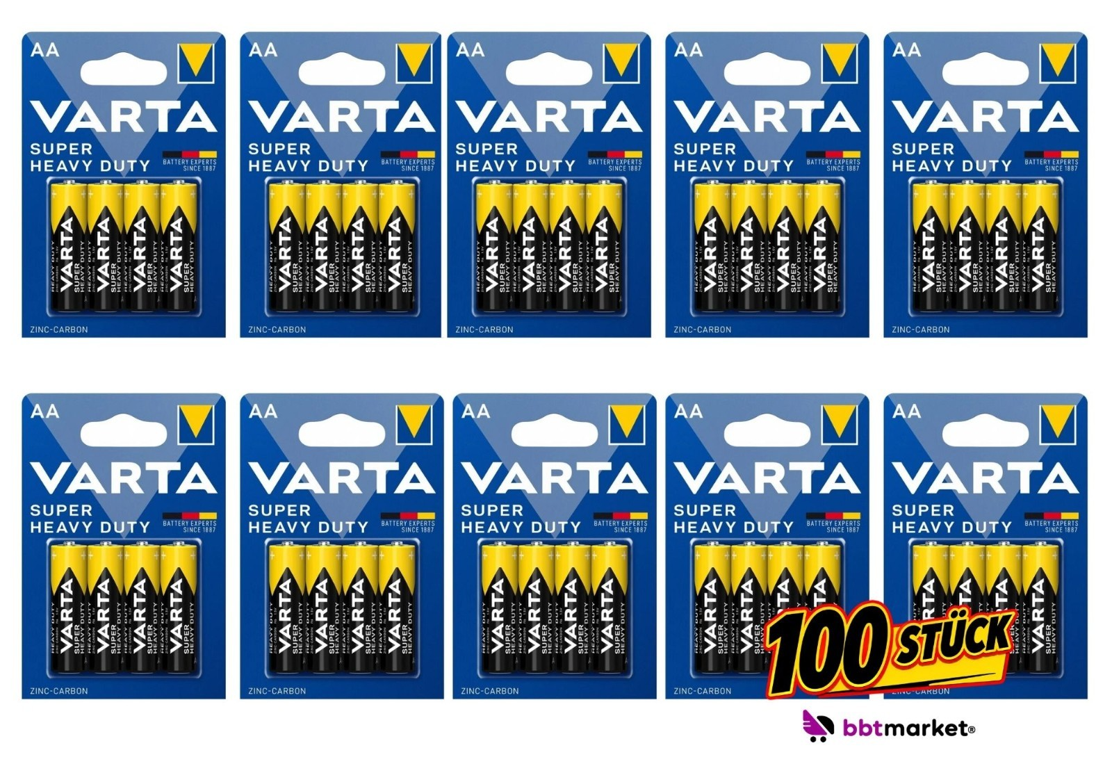 VARTA AA Batterien R6 1,5V Superlife Zink-Kohle Mignon Typ 2006