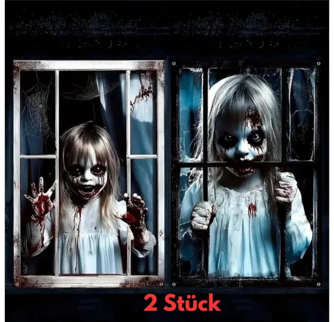 Halloween Fensterdeko 80x120cm Horror Fensterbild Gruseldeko Türdeko Party Deko