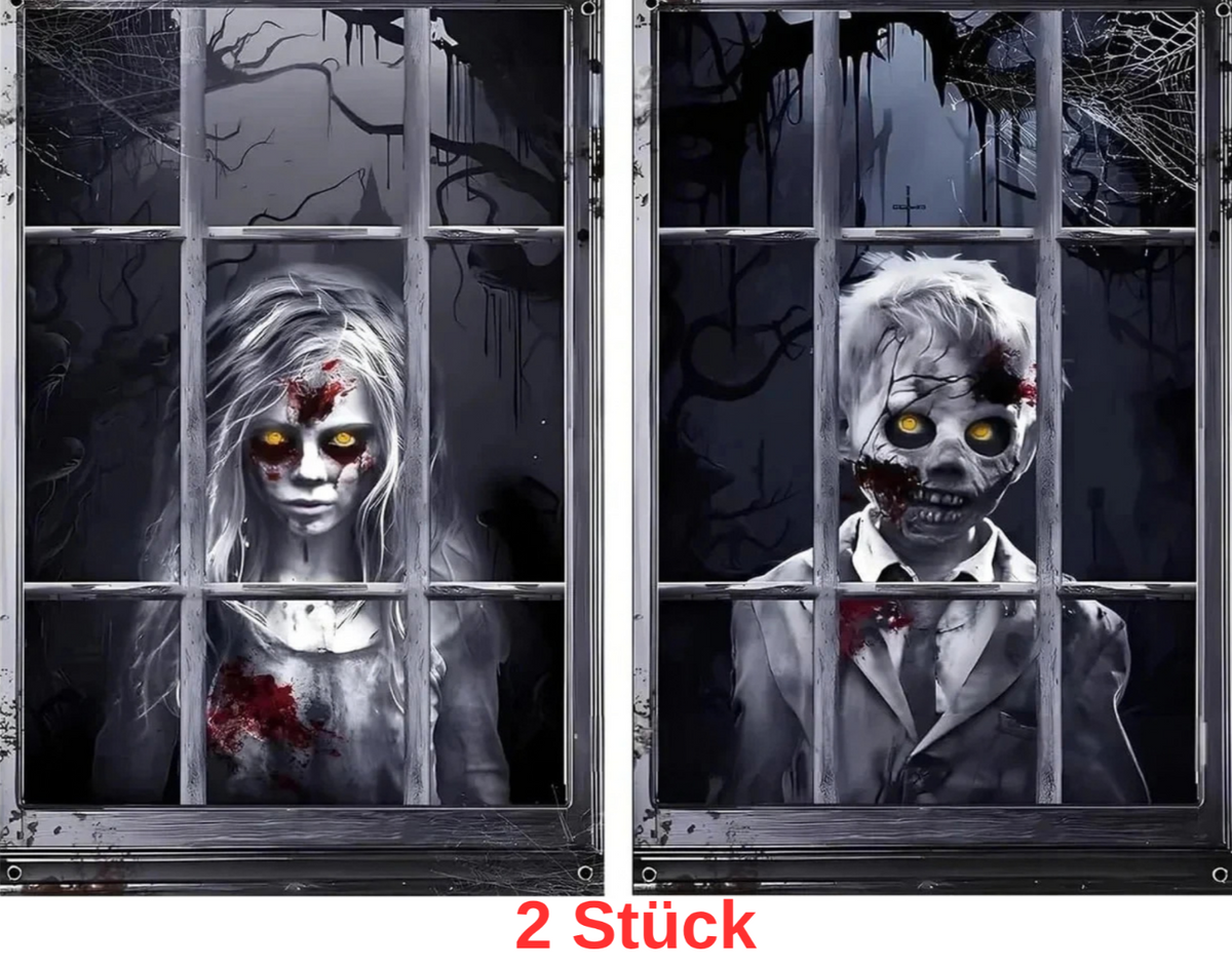 Halloween Fensterdeko 80x120cm Horror Fensterbild Gruseldeko Türdeko Party Deko