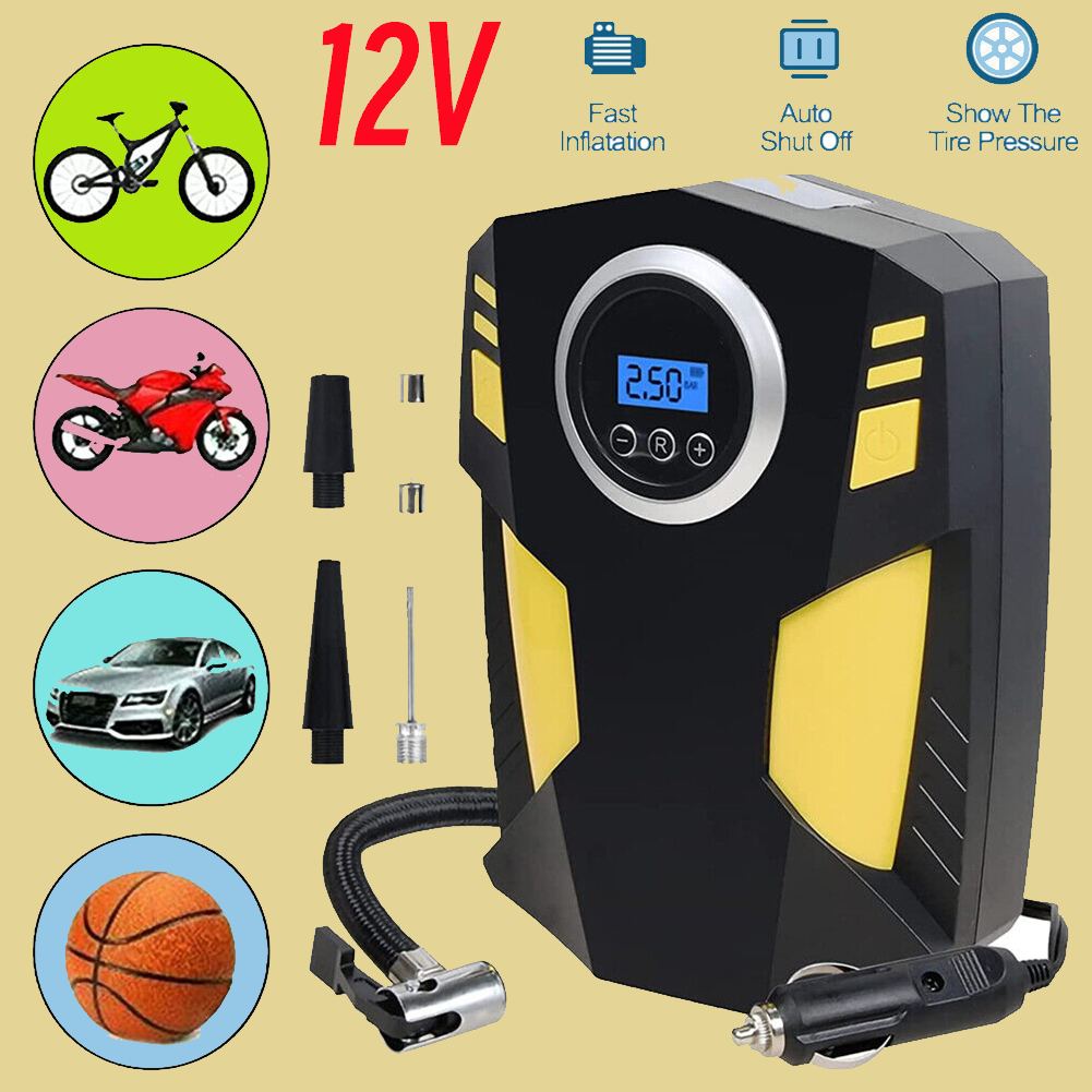 LCD Electric Air Pump Car Tire Air Compressor Bicycle Compressor 12V 150 PSI