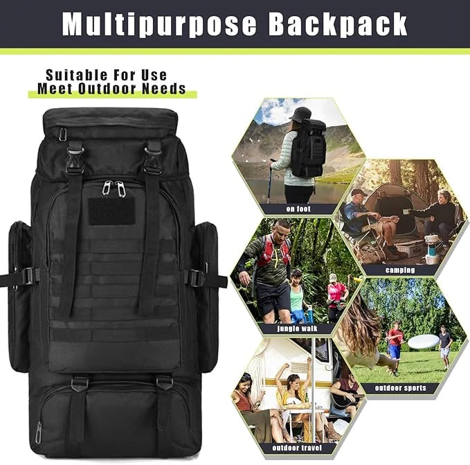 Hiking Backpack 80L Camping Rain Cover Waterproof Outdoor Sport Travel Bag 