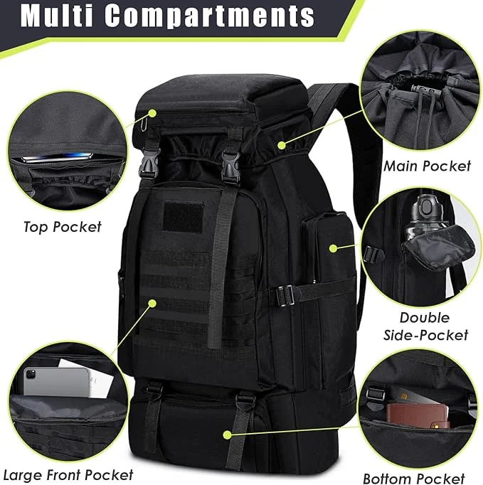 Hiking Backpack 80L Camping Rain Cover Waterproof Outdoor Sport Travel Bag 