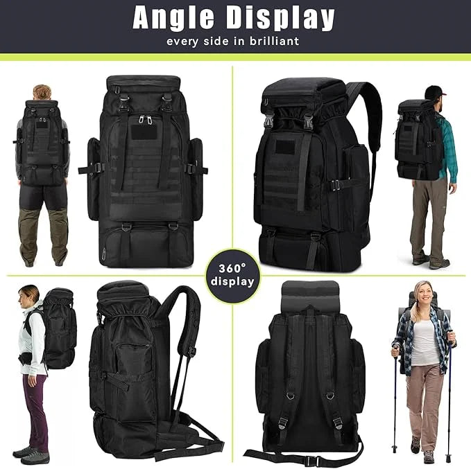 Hiking Backpack 80L Camping Rain Cover Waterproof Outdoor Sport Travel Bag 