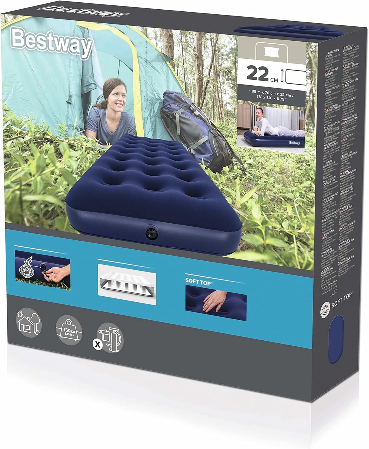 Bestway Luftbett Single 185x76x22cm Gästebett Camping Luftmatratze PVC