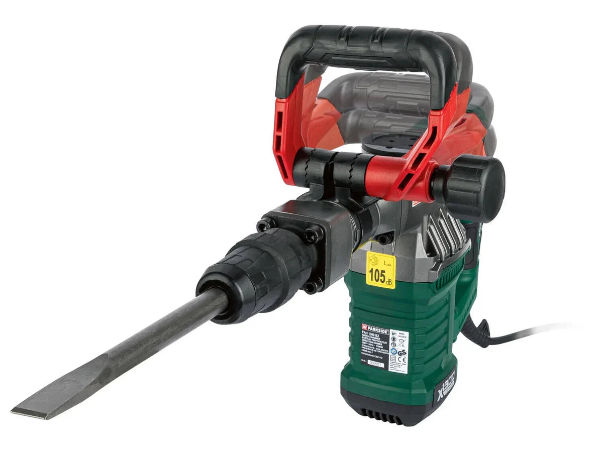 PARKSIDE® Abbruchhammer PAH 1300 B2 – 1300W SDS-Max Meißelhammer mit 15 Joule Schlagkraft – inkl. Koffer, Spitz- & Flachmeißel – Profi Abbruchwerkzeug für Beton, Mauerwerk & Gestein