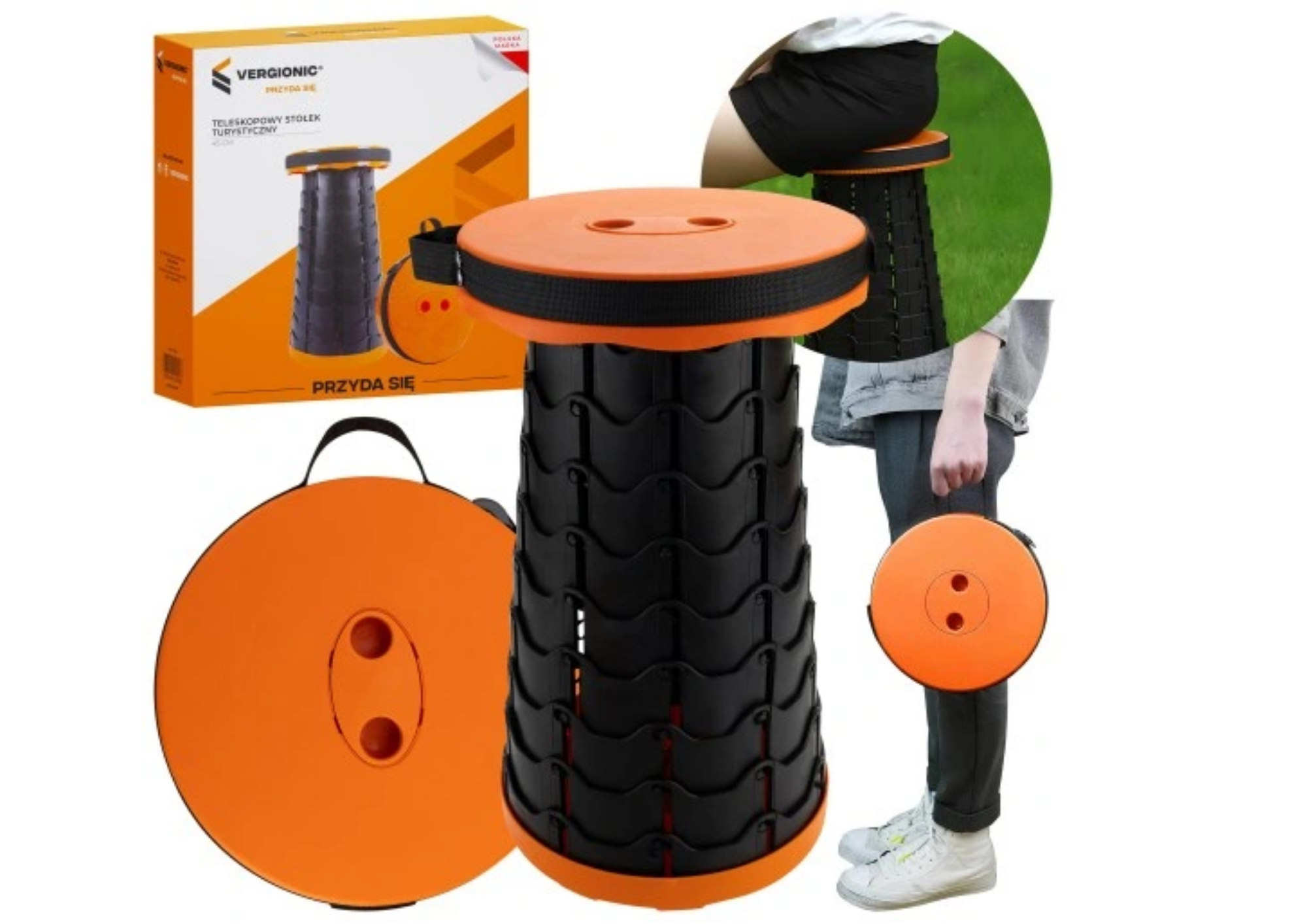 Tragbarer Klapphocker Höhenverstellbar – Campinghocker Falthocker für Outdoor, Angeln & Freizeit