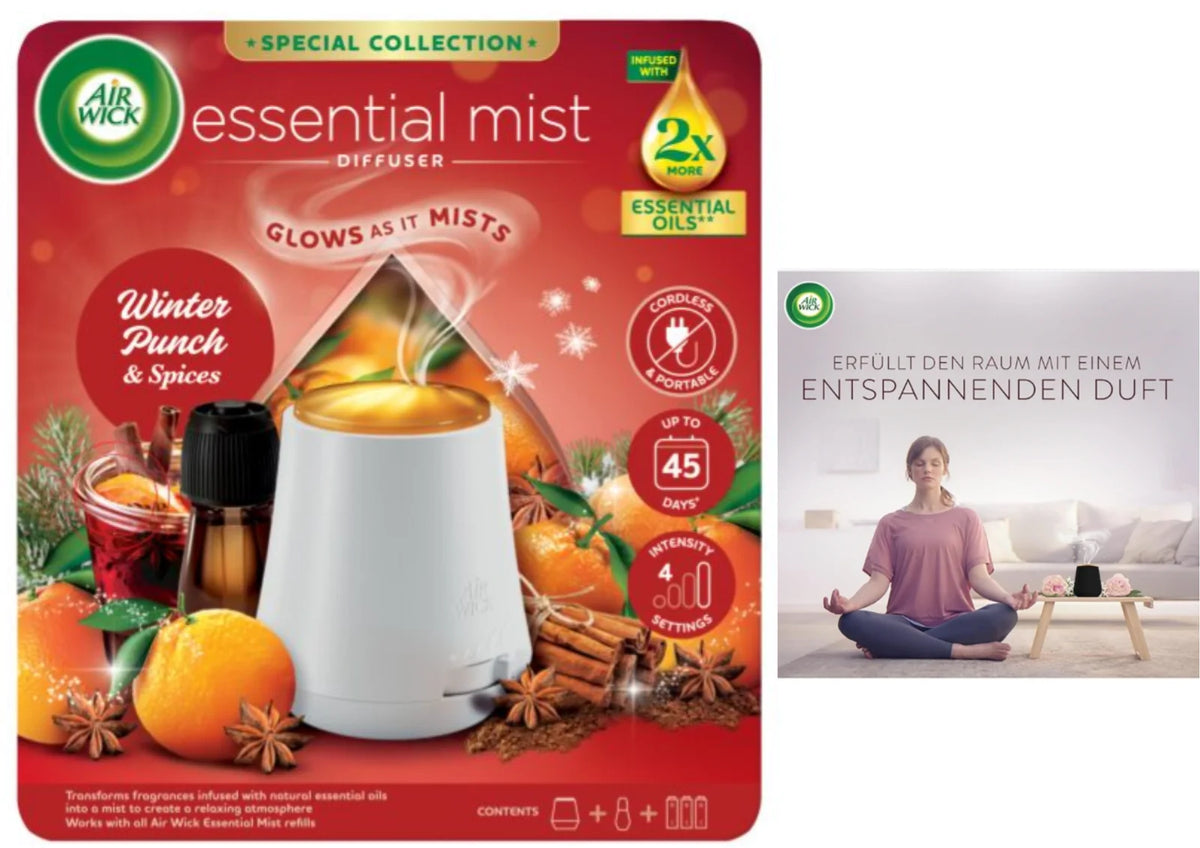 Air Wick Aroma Öl Diffuser Starter Set – 1 Gerät + 4 × 20 ml Duftöl-Nachfüller