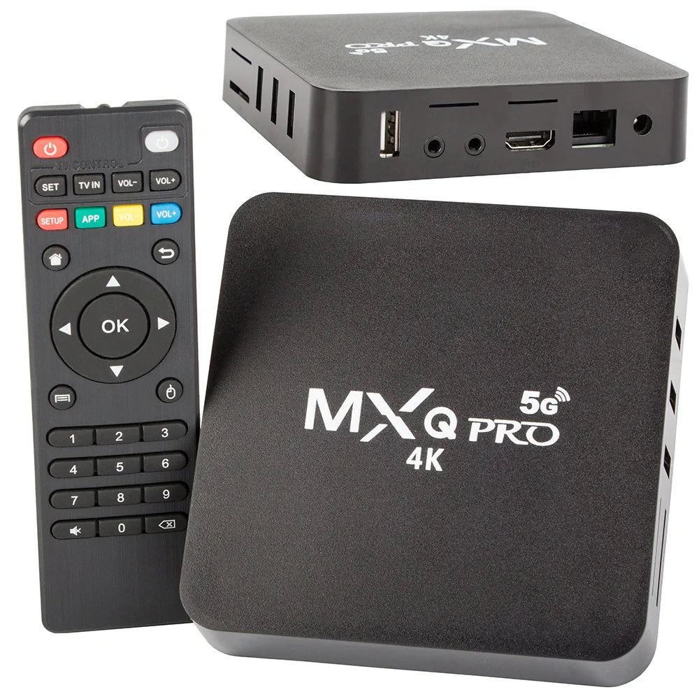Android 14 TV Box 4K – Smart Media Player mit 2 GB RAM, 16 GB Speicher, WLAN, HDMI, LAN und 4x USB