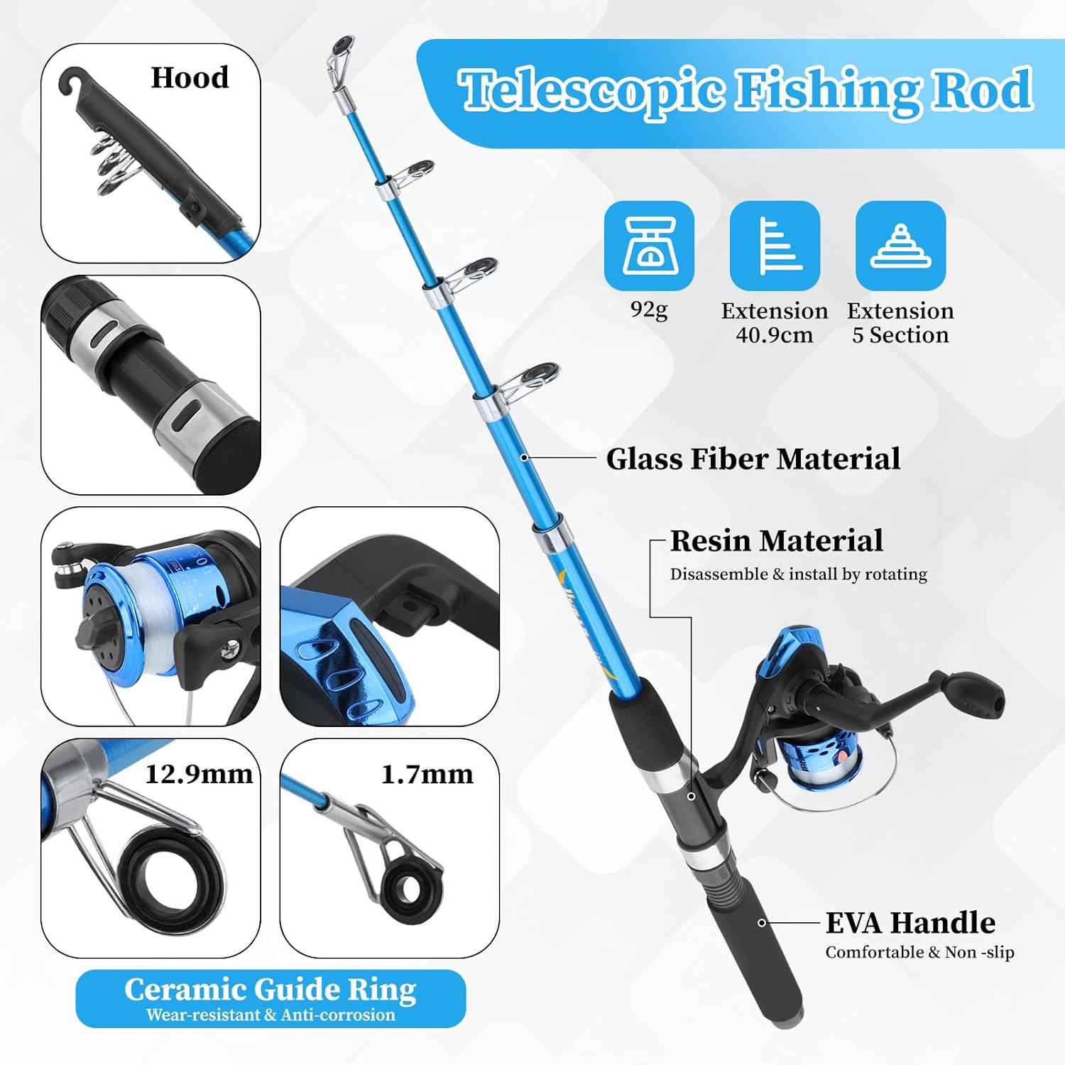 Fishing set for children, fishing rod set for children, children's fishing rods, telescopic fishing rod 180 cm 