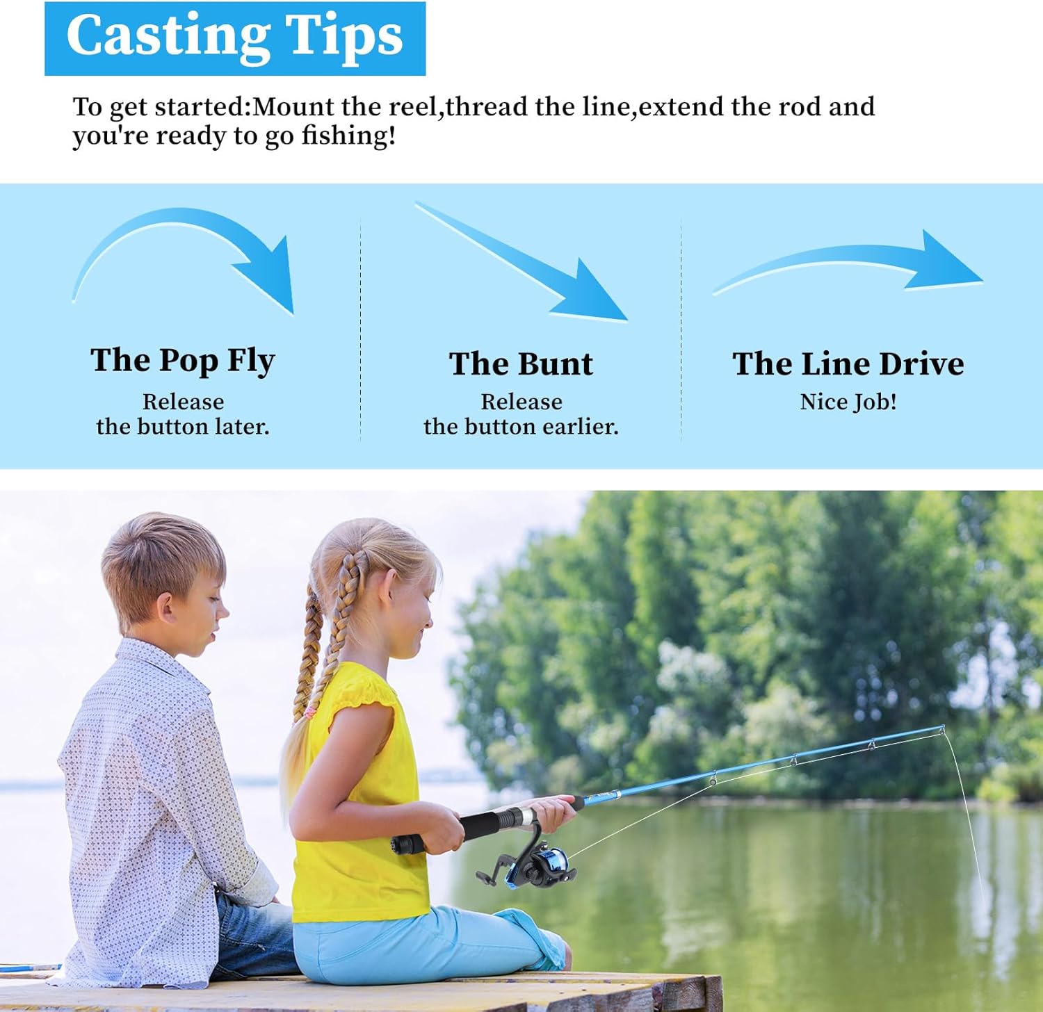 Fishing set for children, fishing rod set for children, children's fishing rods, telescopic fishing rod 180 cm 