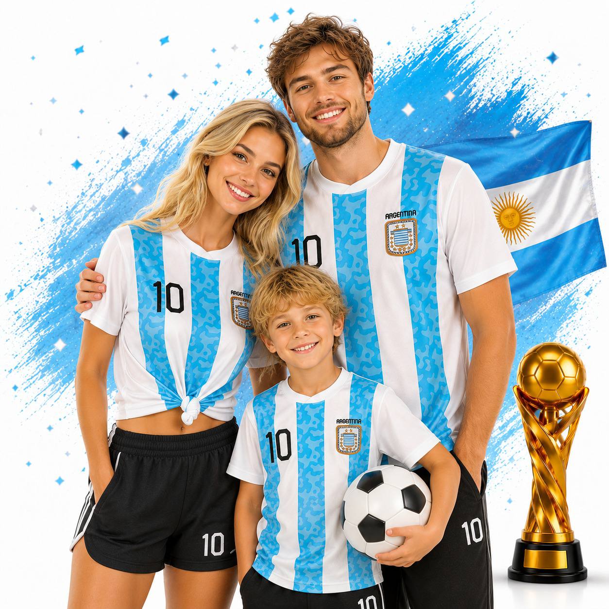 Argentinien Fan T Shirt Kinder Erwachsene WM EM Fußball Trikot