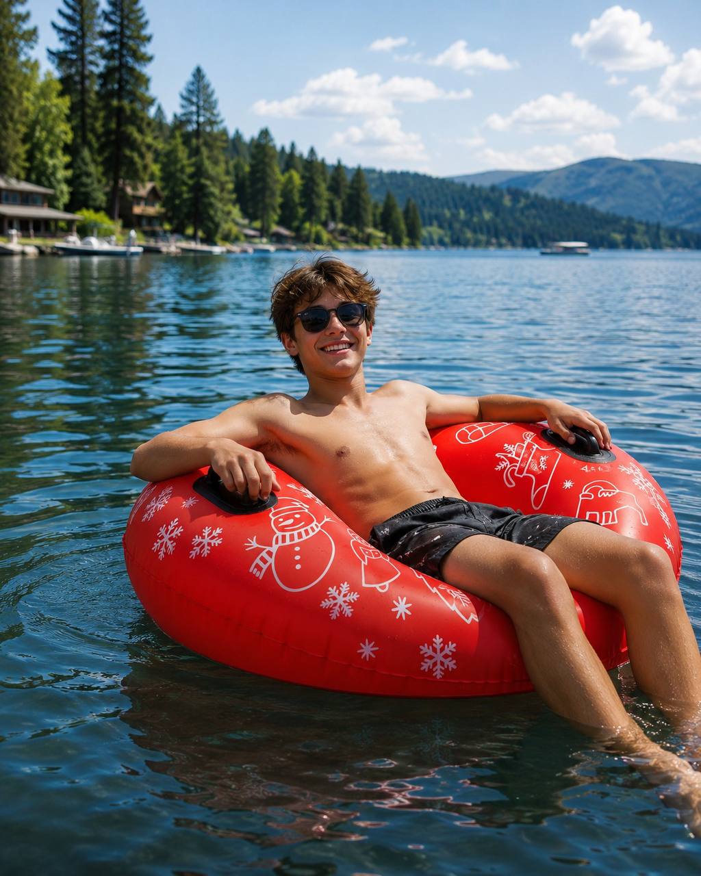 Aufblasbarer Schneereifen 127 cm Snow Tube Schwimmring Schnee Wasser 220 kg