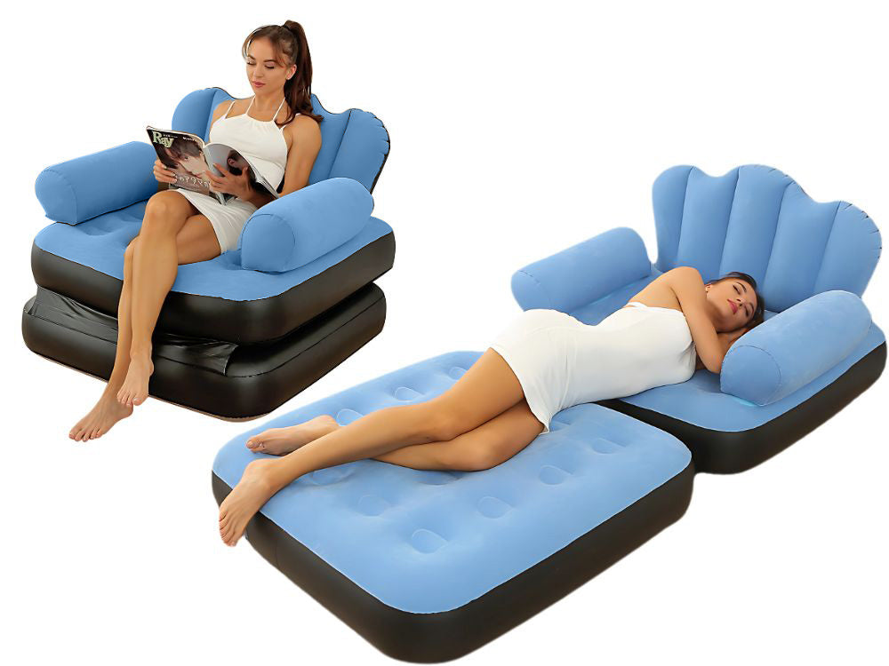 Aufblasbares 2in1 Sofa Sessel Bett – Luftsofa mit Rückenlehne und Armlehnen