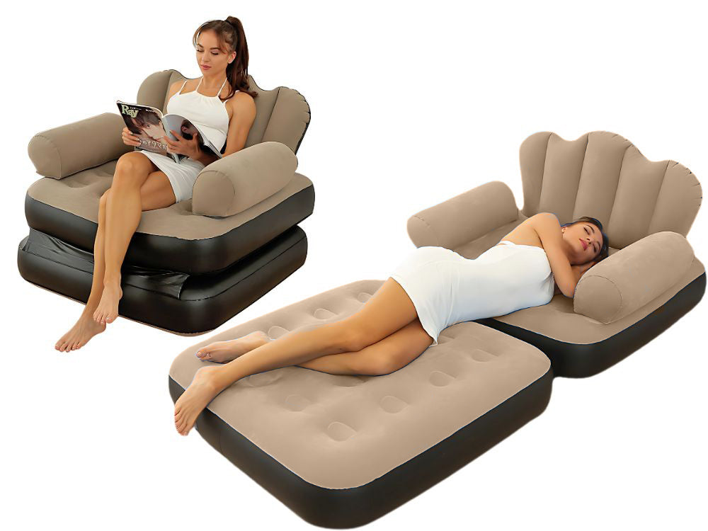 Aufblasbares 2in1 Sofa Sessel Bett – Luftsofa mit Rückenlehne und Armlehnen