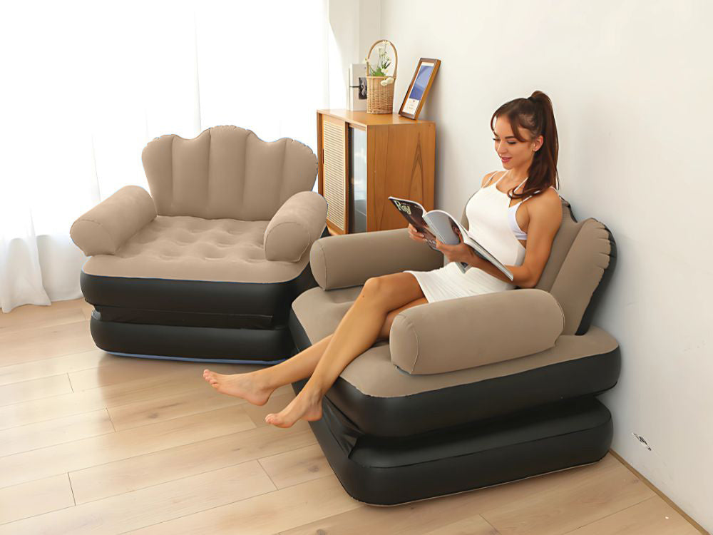 Aufblasbares 2in1 Sofa Sessel Bett – Luftsofa mit Rückenlehne und Armlehnen