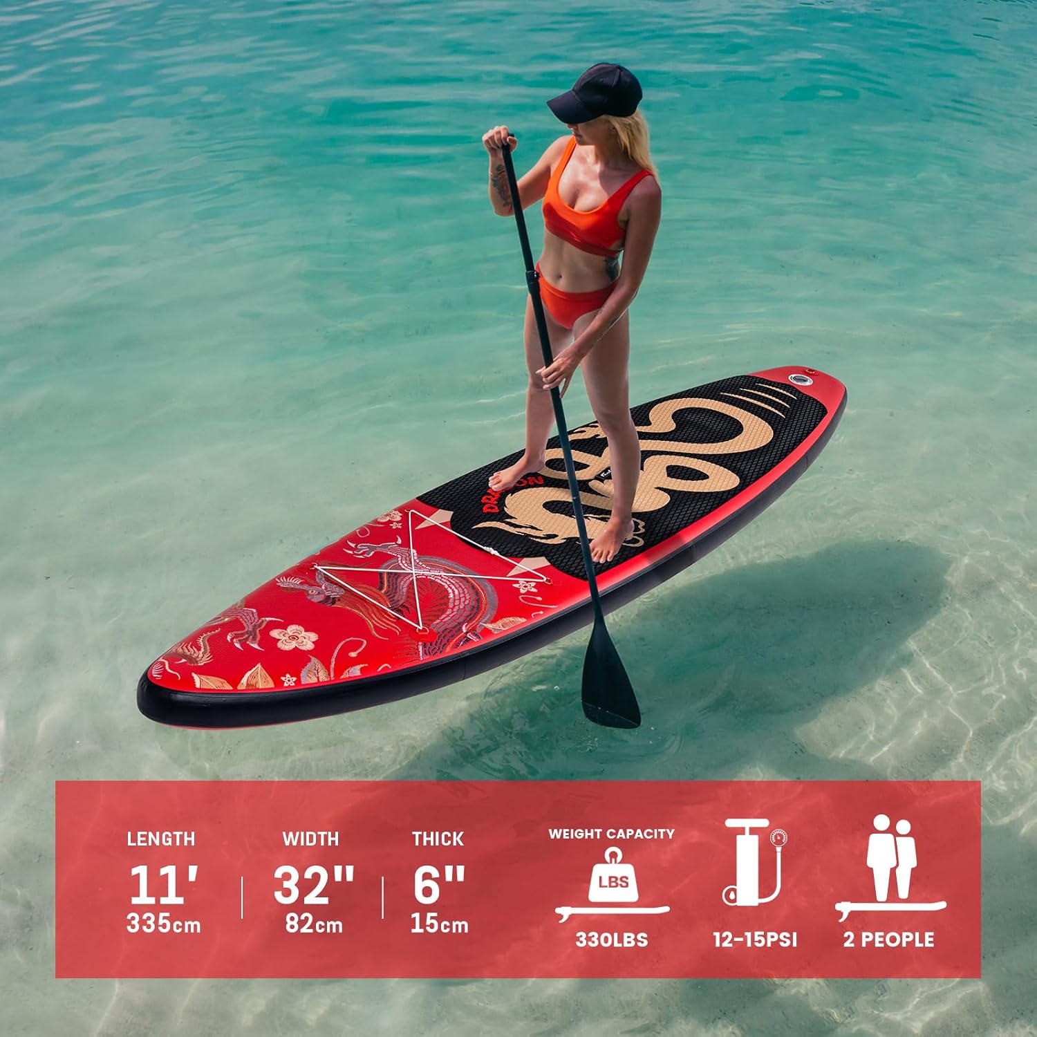 SUP Board 335cm aufblasbar Set Paddle Pumpe Rucksack Finnen Allround