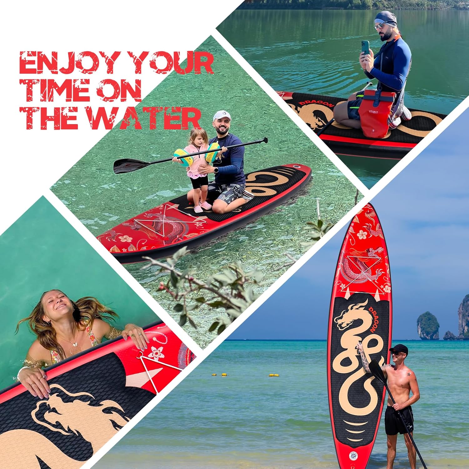 SUP Board 335cm aufblasbar Set Paddle Pumpe Rucksack Finnen Allround