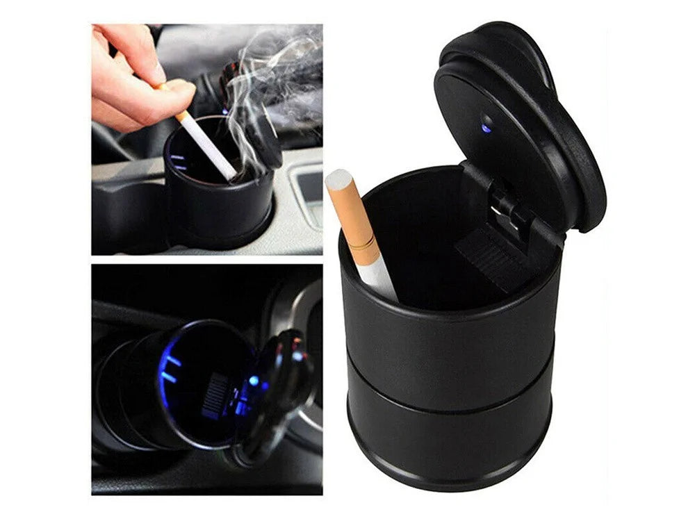 Auto Aschenbecher LED rauchfrei geruchsdicht mit Deckel KFZ Becher