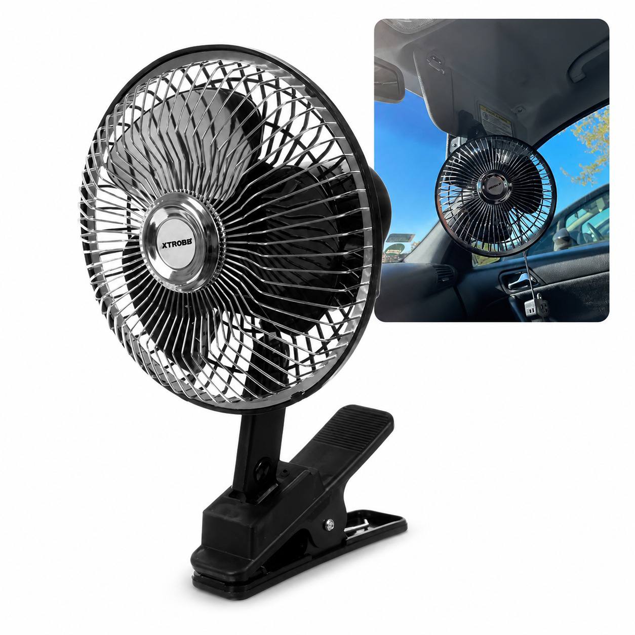 Auto Ventilator 12V Clip Ventilator Oszillierend Kfz Lüfter Zigarettenanzünder