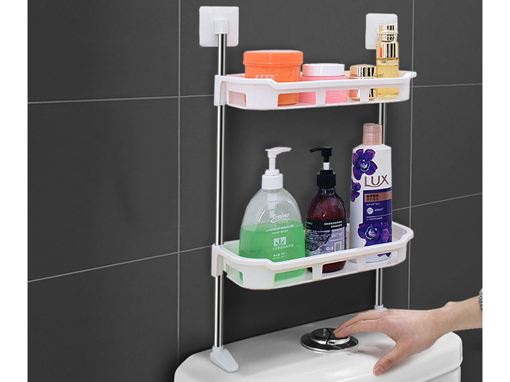 Badezimmerregal über dem WC – Freistehendes Toilettenregal mit 2 Ablagen