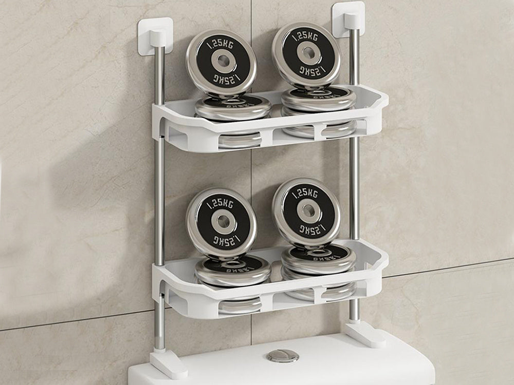 Badezimmerregal über dem WC – Freistehendes Toilettenregal mit 2 Ablagen