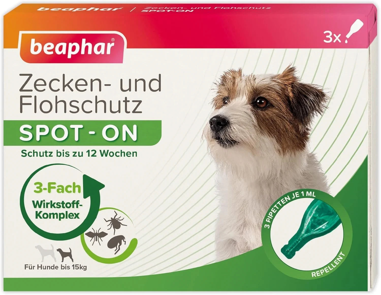 Beaphar Spot On Hunde bis 15kg Zecken Flohschutz 3x1ml Mückenschutz