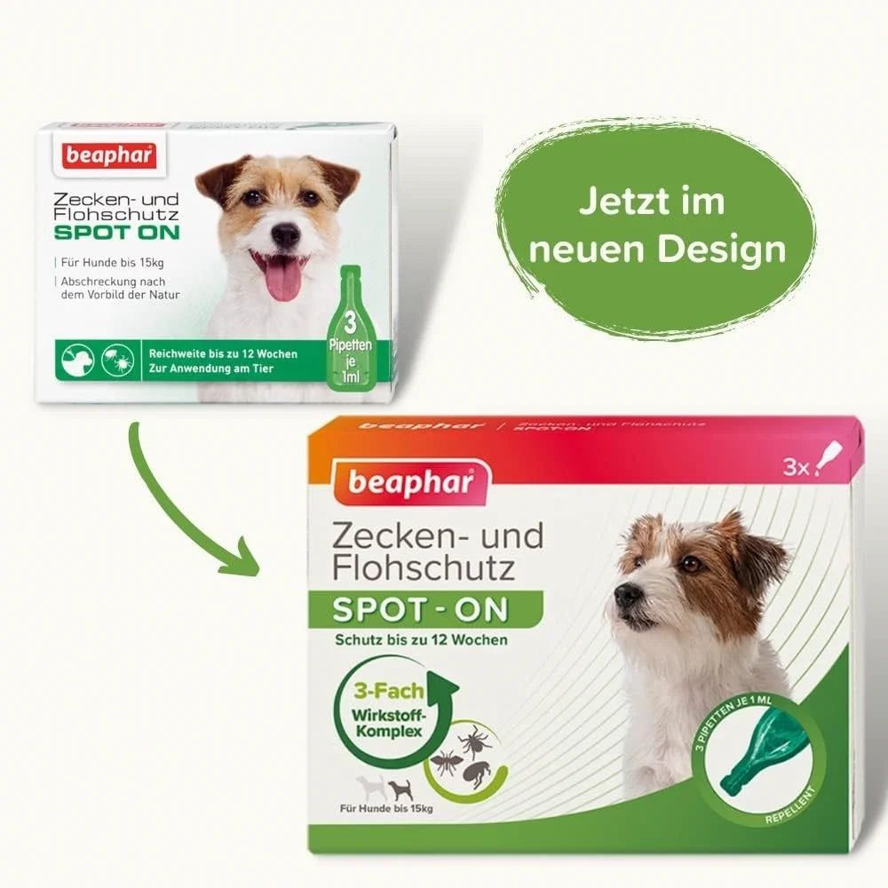 Beaphar Spot On Hunde bis 15kg Zecken Flohschutz 3x1ml Mückenschutz