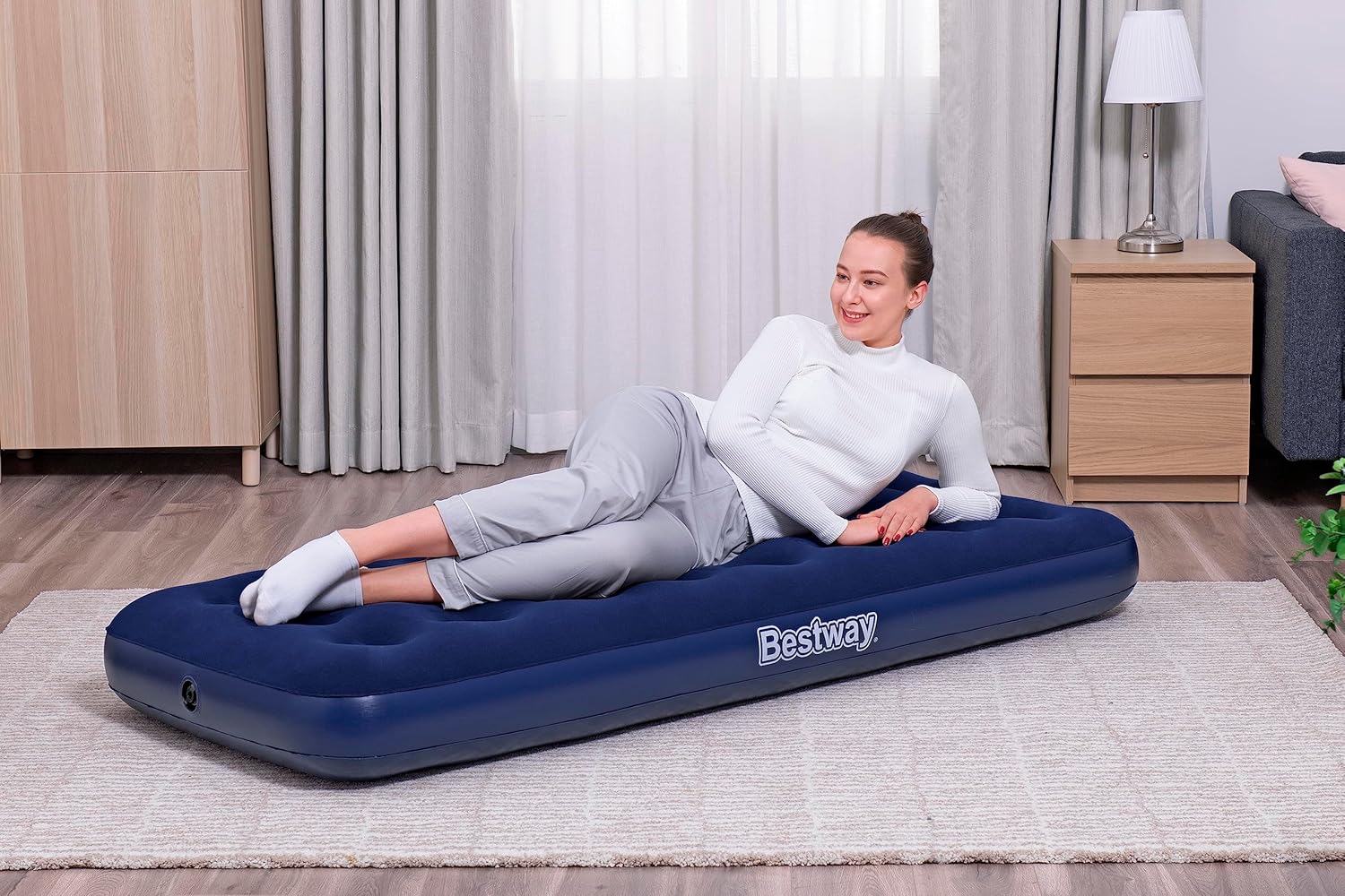 Bestway Luftbett Single 185x76x22cm Luftmatratze Gästebett für Camping & Reisen