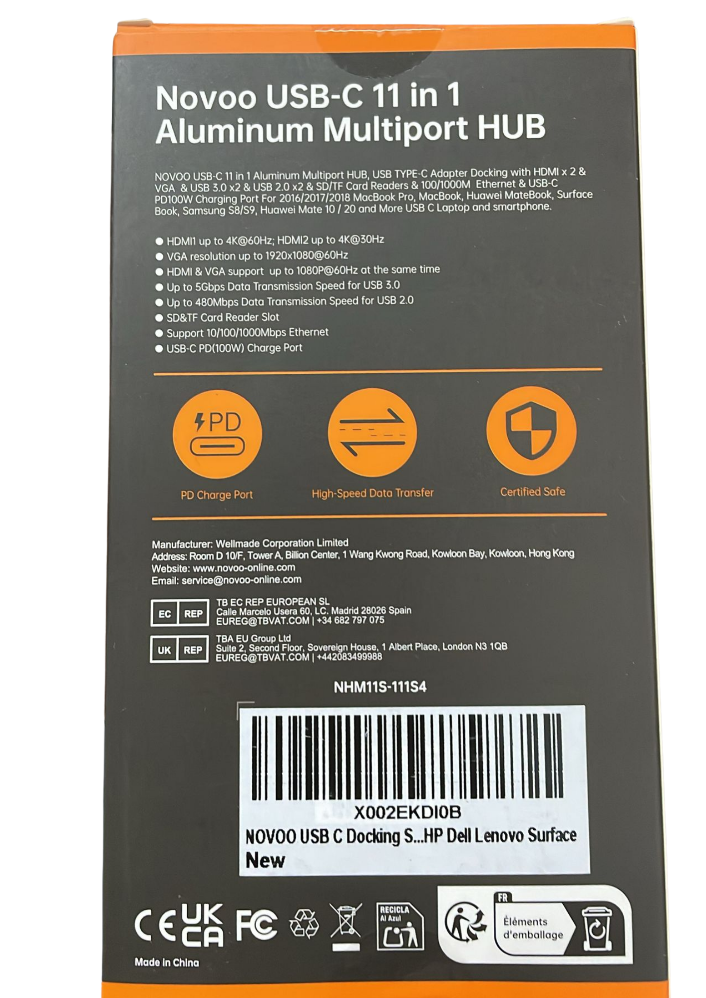 USB C Docking Station 11 in 1 – Triple Display Dual 4K HDMI VGA PD Hub