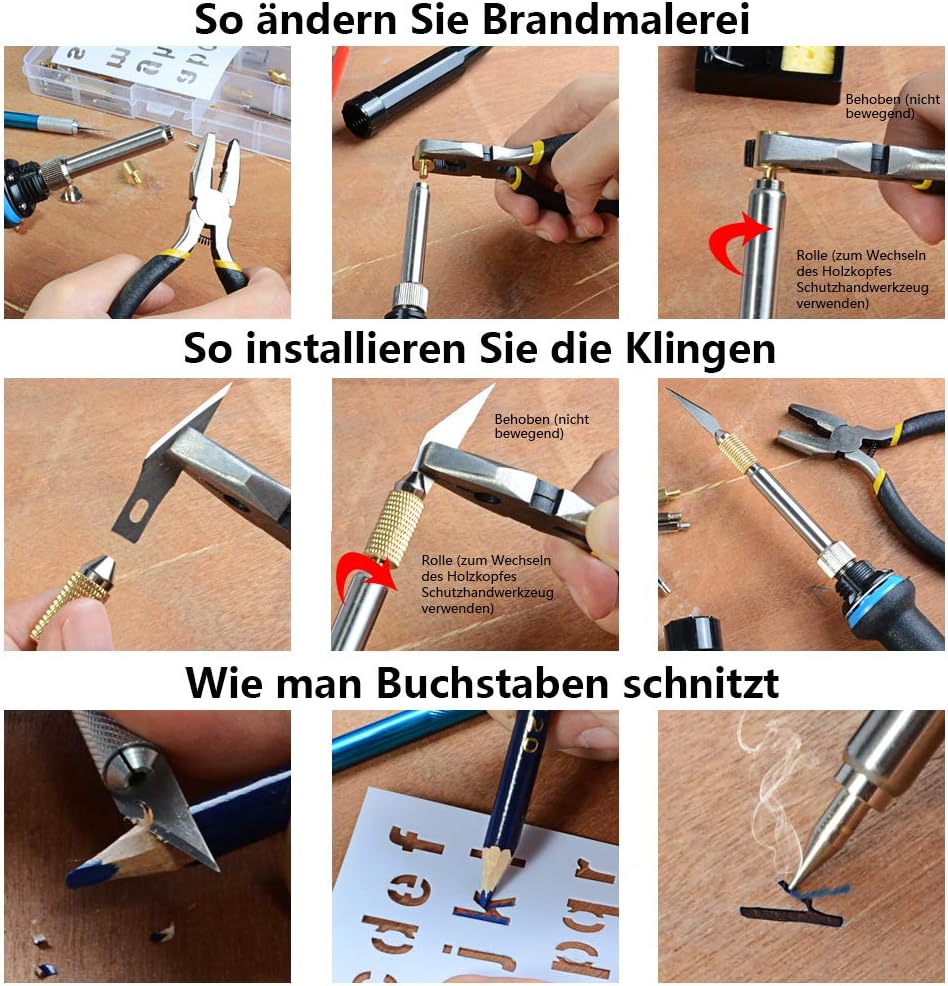 42-teiliges Lötkolben Set 60W mit Temperaturregelung 220–450 °C – Ideal für Holzbrandmalerei, Reparaturen & Hobbyarbeiten