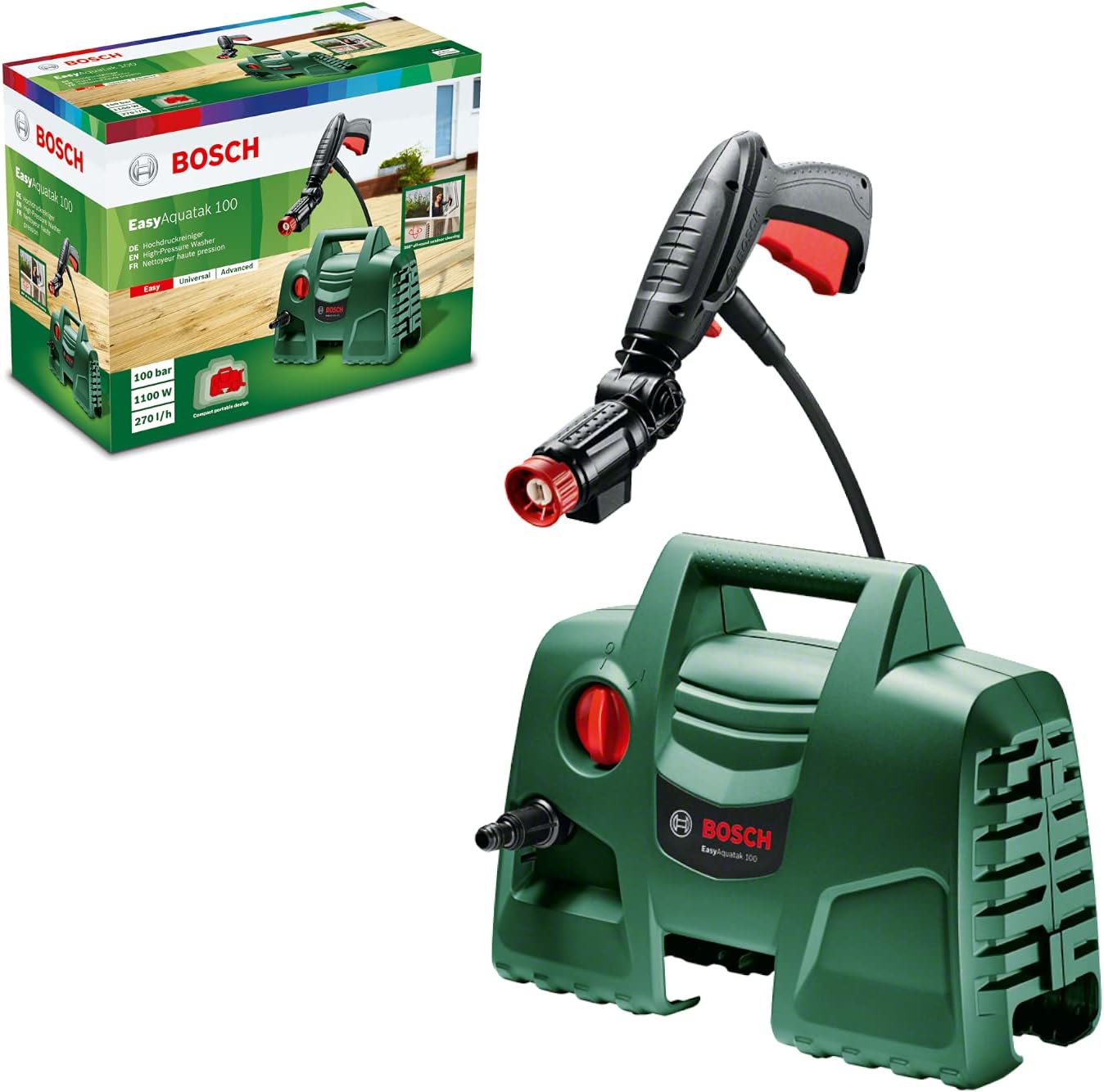 Bosch EasyAquatak 100 high-pressure cleaner 1100 W, 360° nozzle, detergent tank, new 