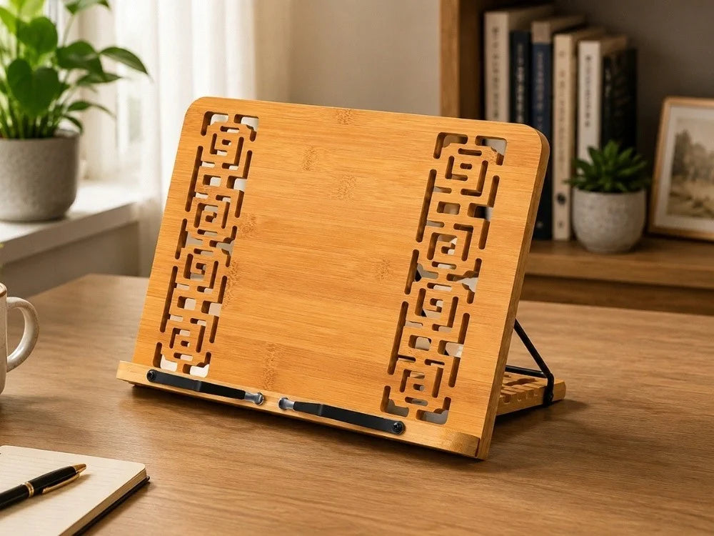 Buchständer Bambus Leseständer Tabletständer Kochbuchhalter Verstellbar Klappbar