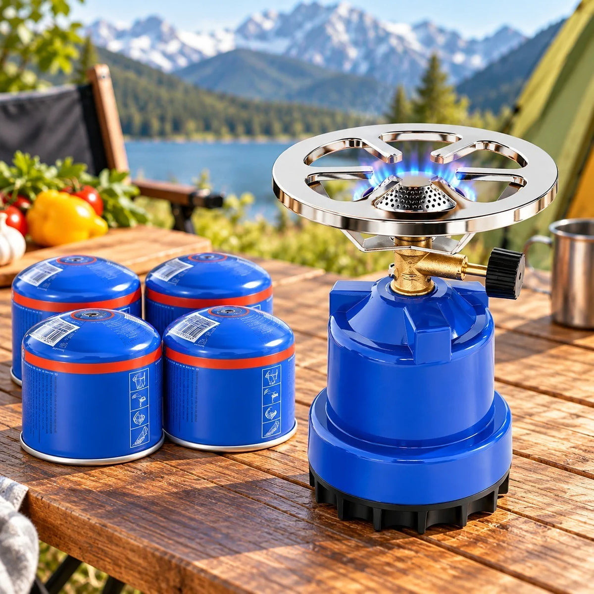 Camping Gaskocher 1100W 190g Stechkartusche Kartuschenkocher Kohleanzünder