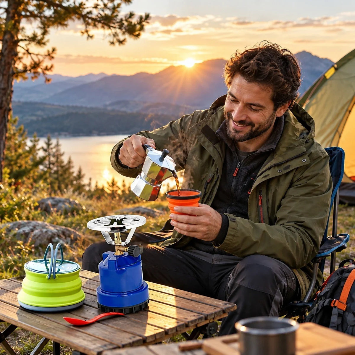Camping Gaskocher 1100W 190g Stechkartusche Kartuschenkocher Kohleanzünder