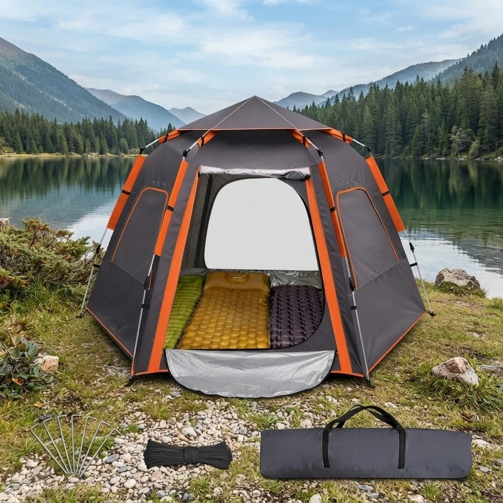 Campingzelt 4 Personen Pop Up Wurfzelt Automatik Kuppelzelt Wasserdicht