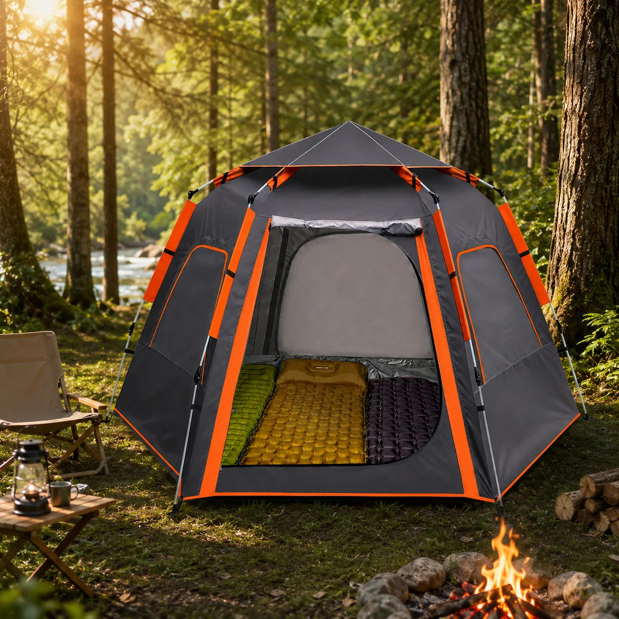 Campingzelt 4 Personen Pop Up Wurfzelt Automatik Kuppelzelt Wasserdicht
