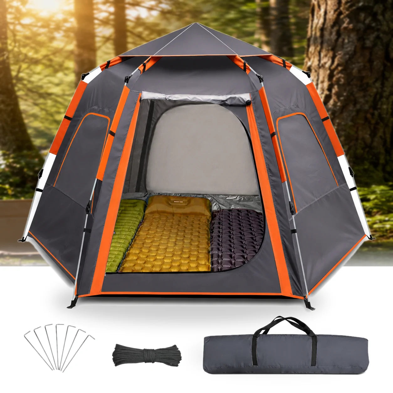 Campingzelt 4 Personen Pop Up Wurfzelt Automatik Kuppelzelt Wasserdicht